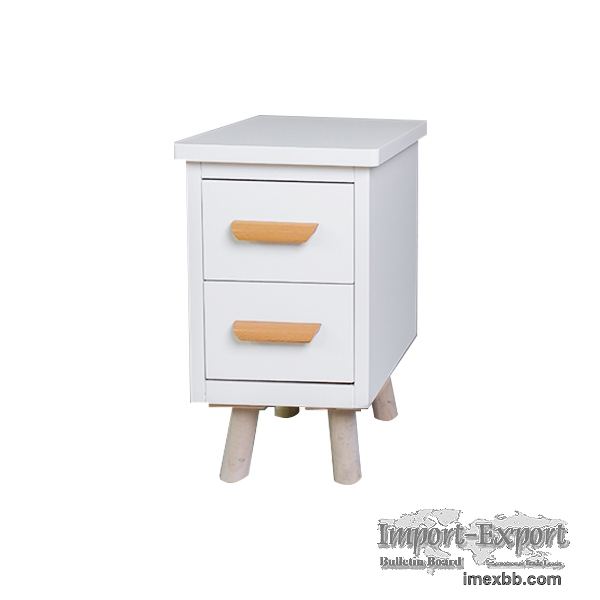 2 Drawer Pure White Wood Modern Nightstand