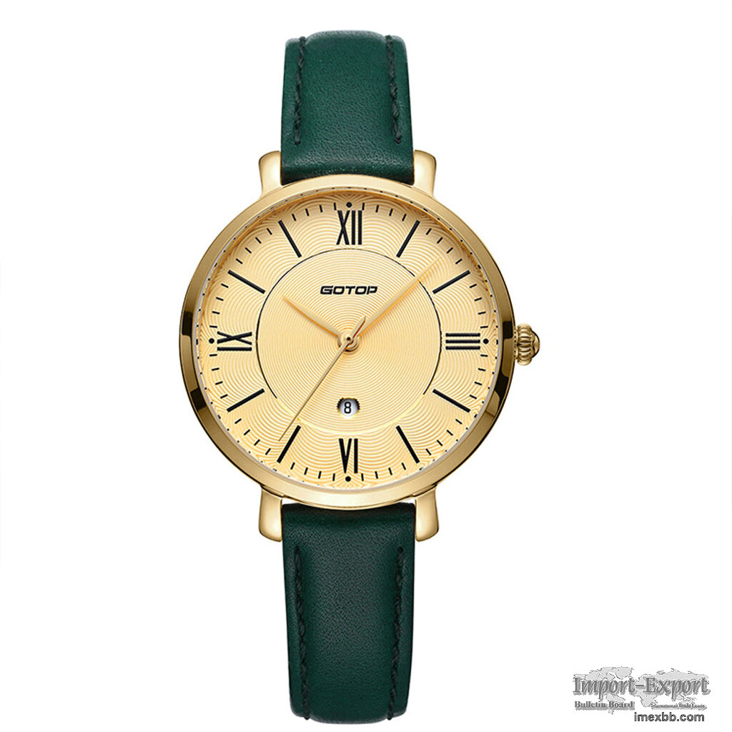 FEATURES OF SS350-01 GOLD AND GREEN WOMEN'S WATCH