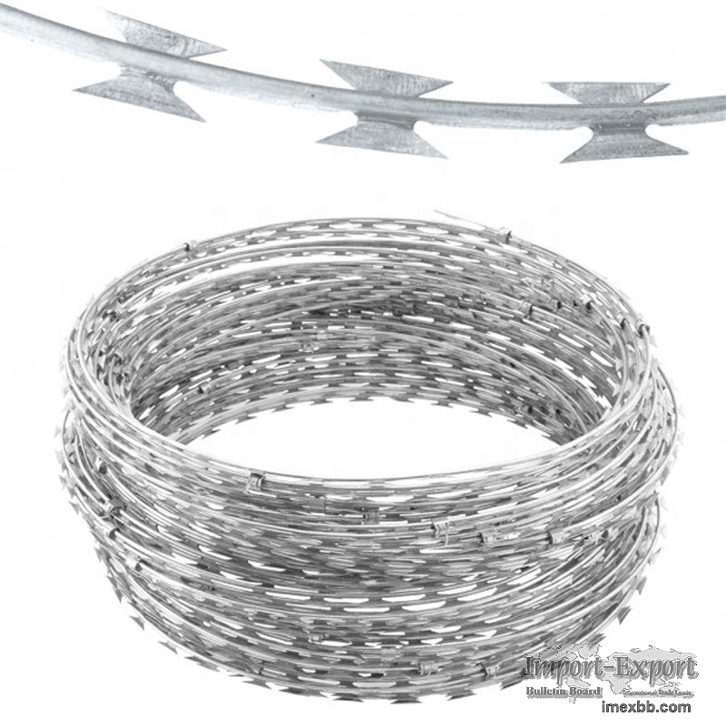 Razor Wire Heavy Hot Galvanized or S.S Security Concertina steel Wire Fence