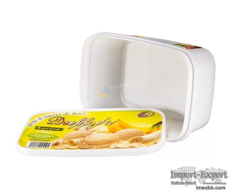 2L IML Plastic Ice Cream Container rectangular shape