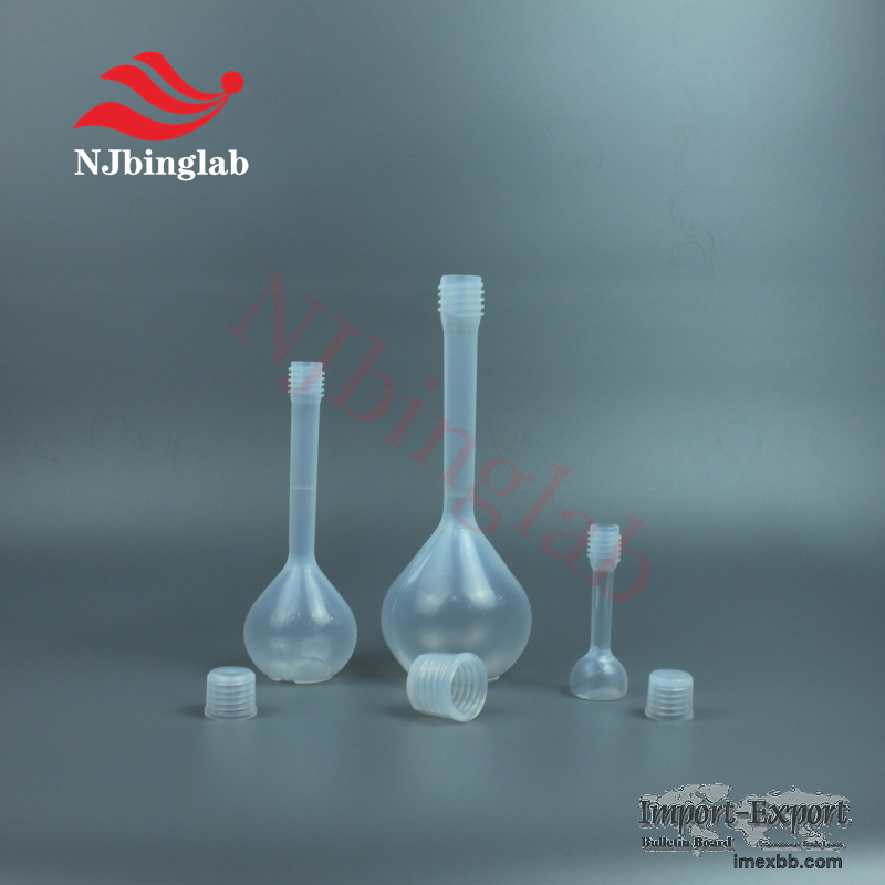 A-level fixed volume PFA volumetric flask with threaded sealing cap