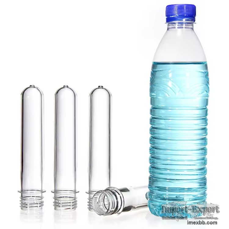 Water Bottles Plastic PET Preforms 38mm Neck Type