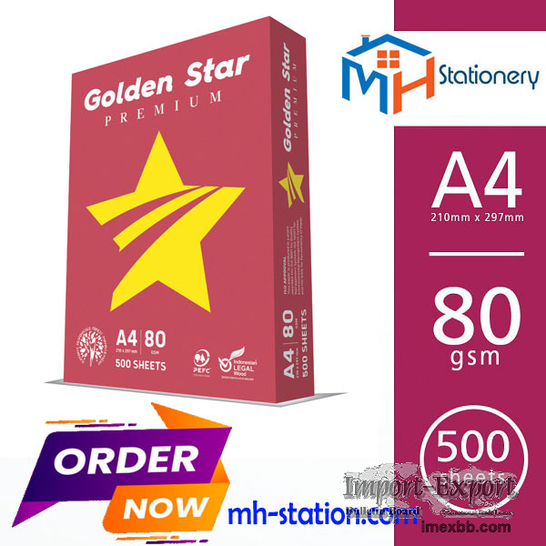 Golden Star A4 80 gsm copy paper ($ 0.45)