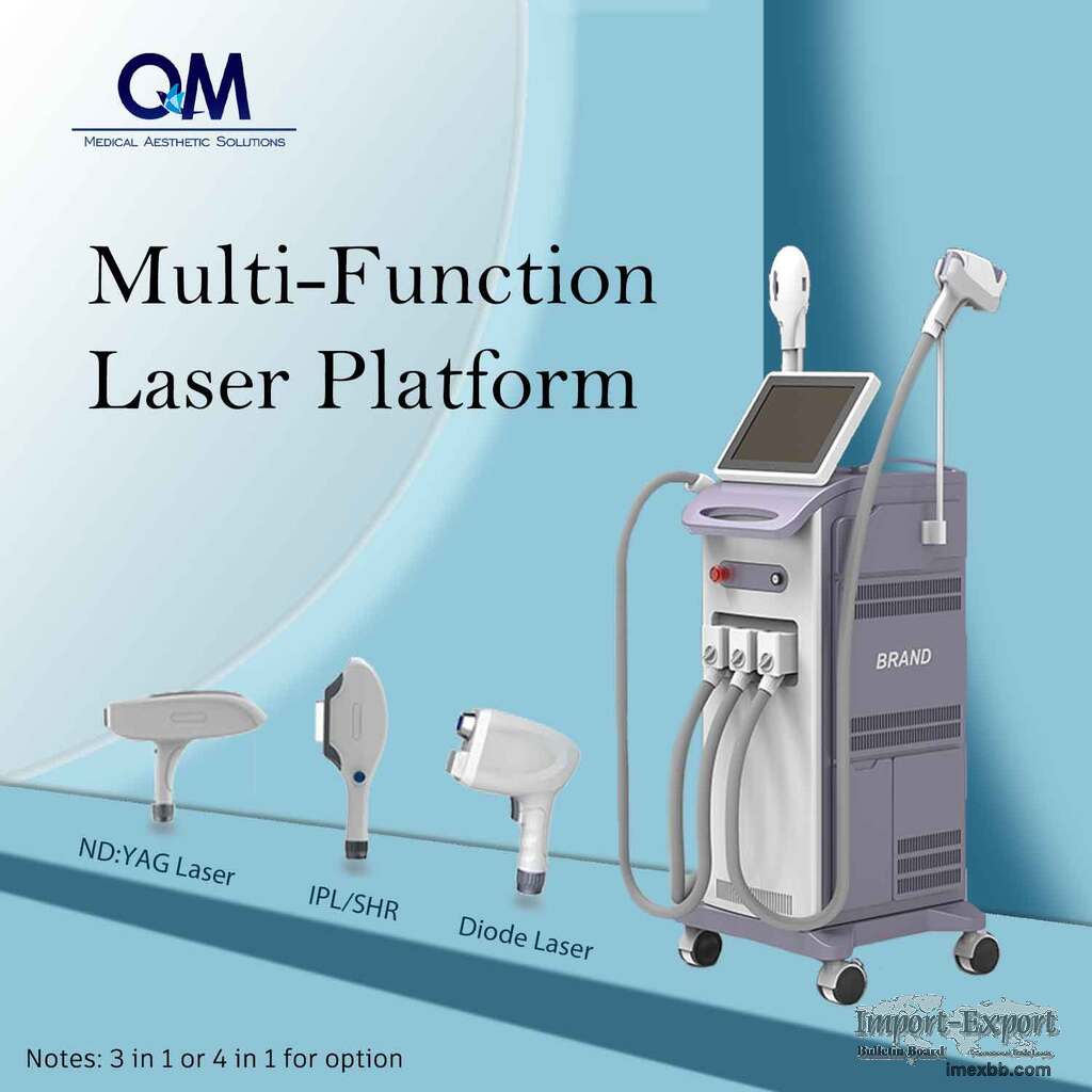 4 in 1 808nm Diode laser+IPL SHR E-light+Nd yag laser+RF all-around Laser 