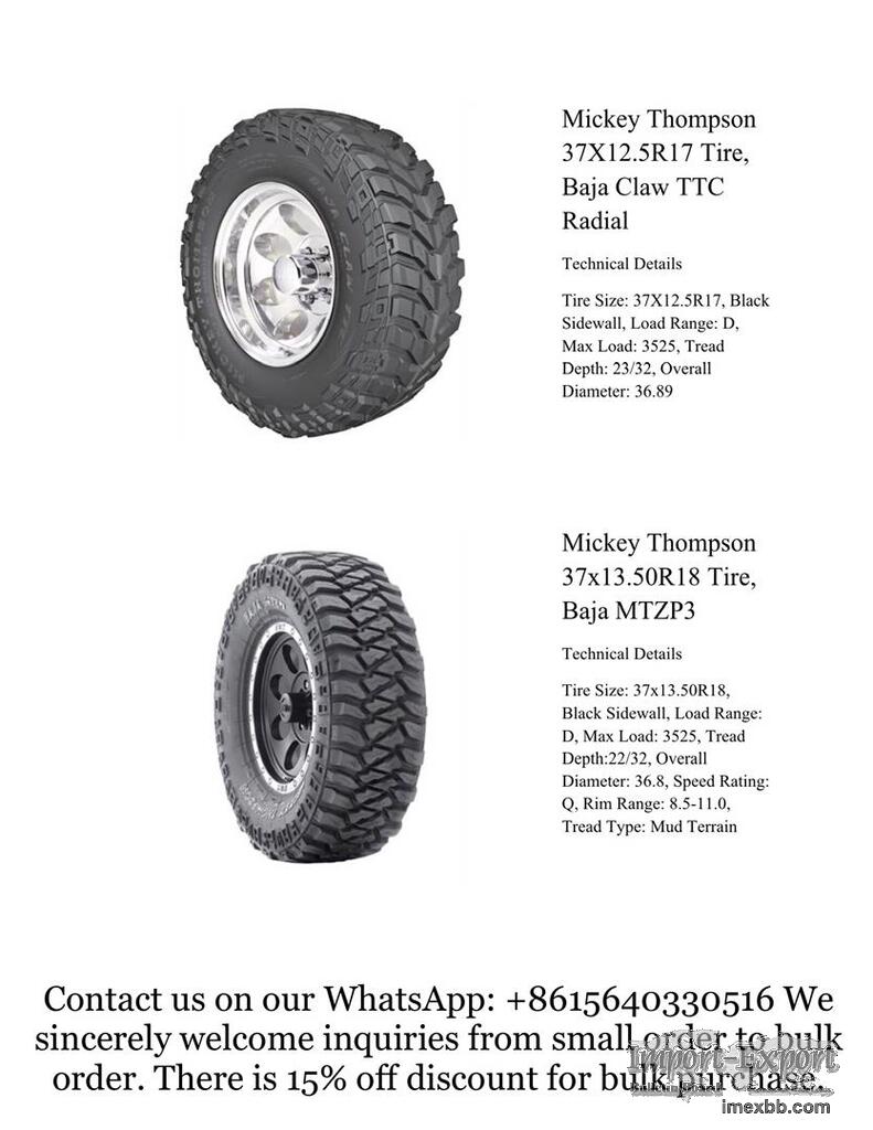 Mickey Thompson 37X12.5R17 Tire, Baja Claw TTC Radial