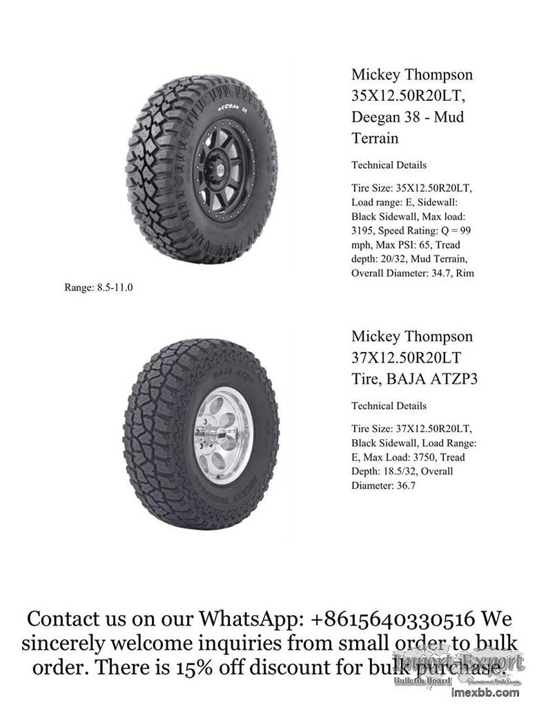 Mickey Thompson 35X12.50R20LT, Deegan 38 - Mud Terrain